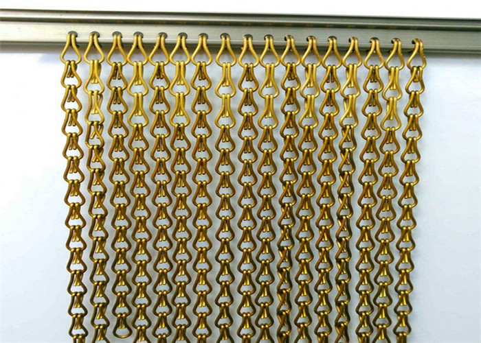 Decorativo dell'alluminio dell'oro rete la tenda a catena della mosca del metallo di larghezza di 3m